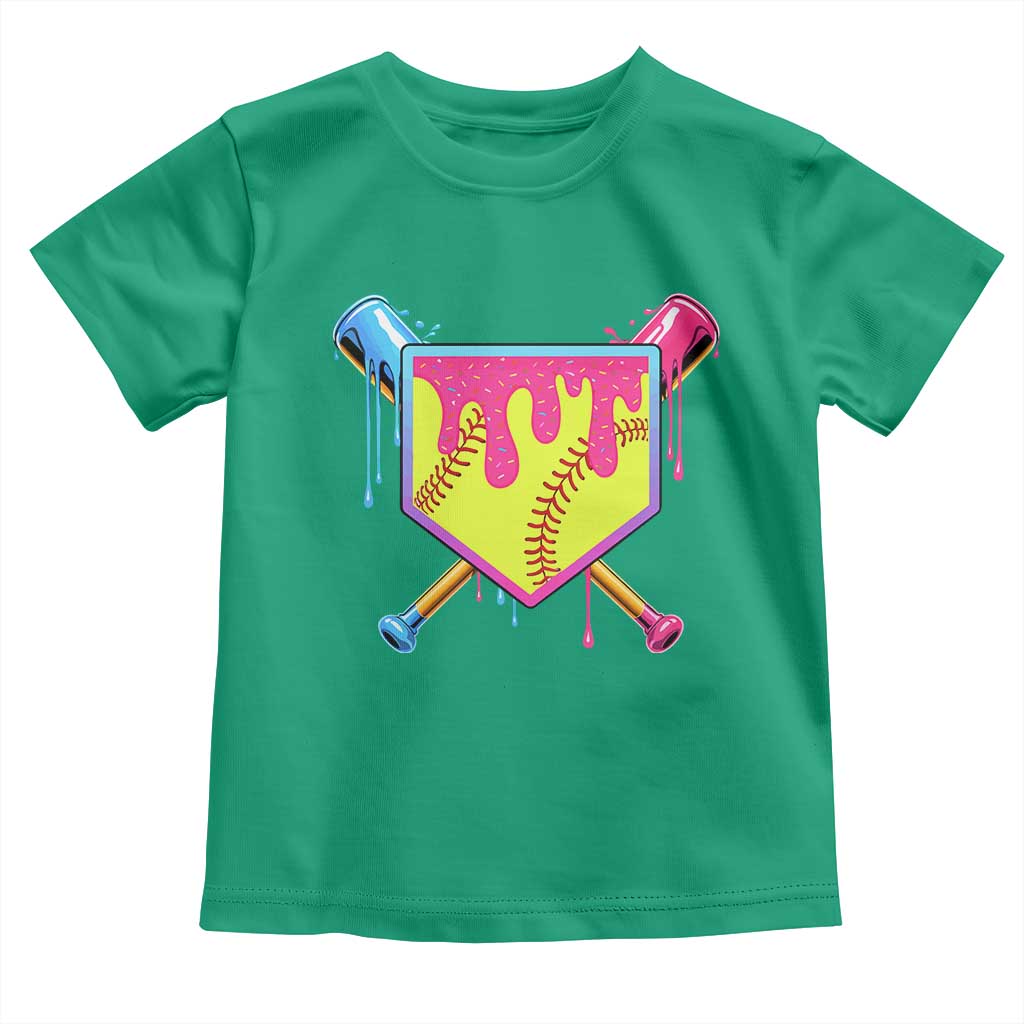 Softball Drip Toddler T Shirt Ice Cream Drip Youth Girls Softball Sport TS10 Irish Green Print Your Wear