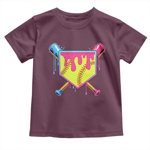 Softball Drip Toddler T Shirt Ice Cream Drip Youth Girls Softball Sport TS10 Maroon Print Your Wear