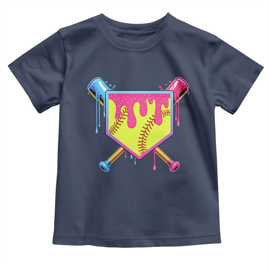 Softball Drip Toddler T Shirt Ice Cream Drip Youth Girls Softball Sport TS10 Navy Print Your Wear