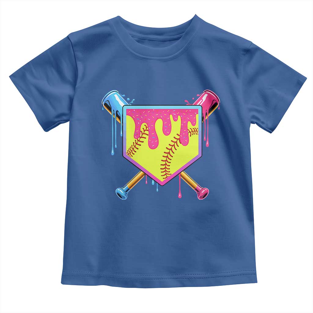 Softball Drip Toddler T Shirt Ice Cream Drip Youth Girls Softball Sport TS10 Royal Blue Print Your Wear
