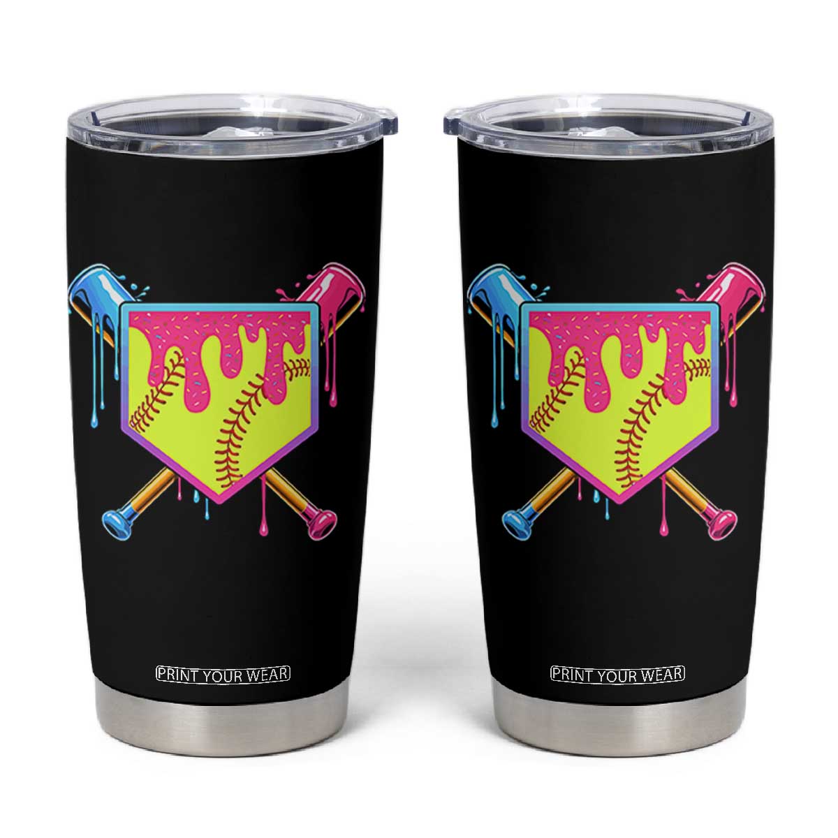 Softball Drip Tumbler Cup Ice Cream Drip Youth Girls Softball Sport TS10 Black Print Your Wear