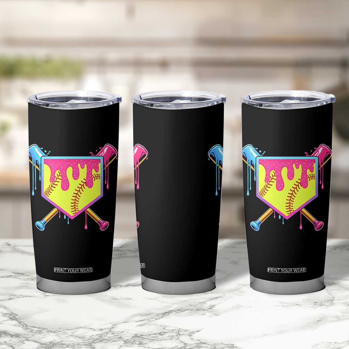 Softball Drip Tumbler Cup Ice Cream Drip Youth Girls Softball Sport TS10 Print Your Wear