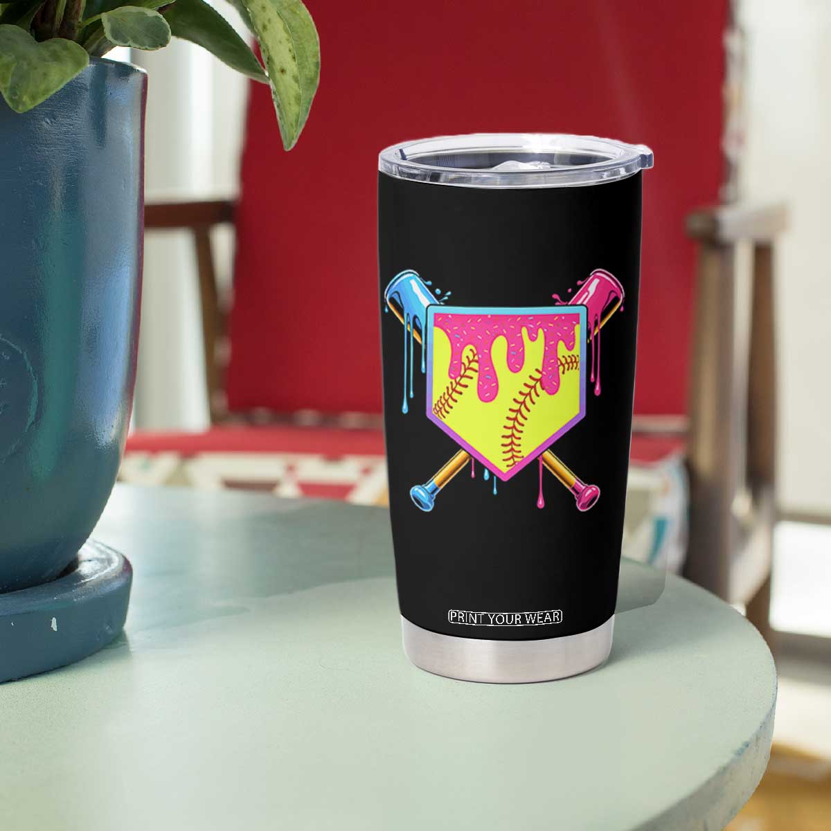 Softball Drip Tumbler Cup Ice Cream Drip Youth Girls Softball Sport TS10 Print Your Wear