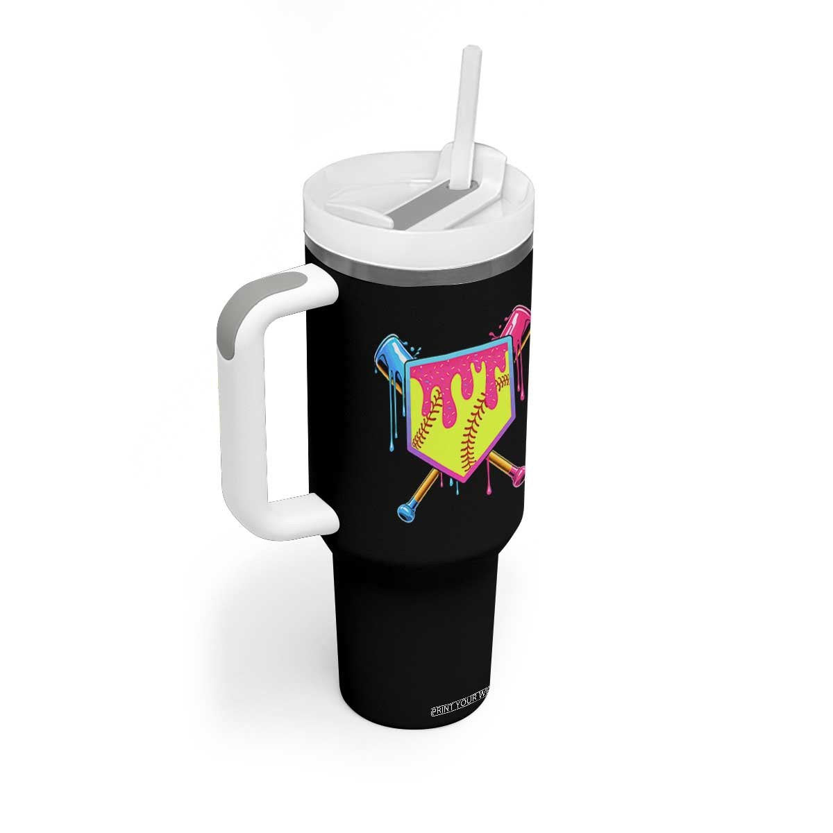 Softball Drip Tumbler With Handle Ice Cream Drip Youth Girls Softball Sport TS10 Print Your Wear