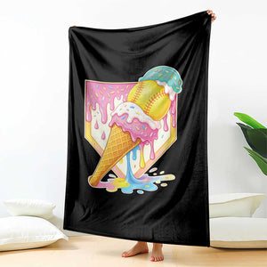 Softball Drip Throw Blanket Cute Softball Girls Ice Cream Drip Game Day TS10 Print Your Wear