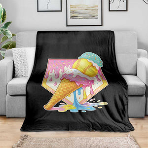 Softball Drip Throw Blanket Cute Softball Girls Ice Cream Drip Game Day TS10 Print Your Wear