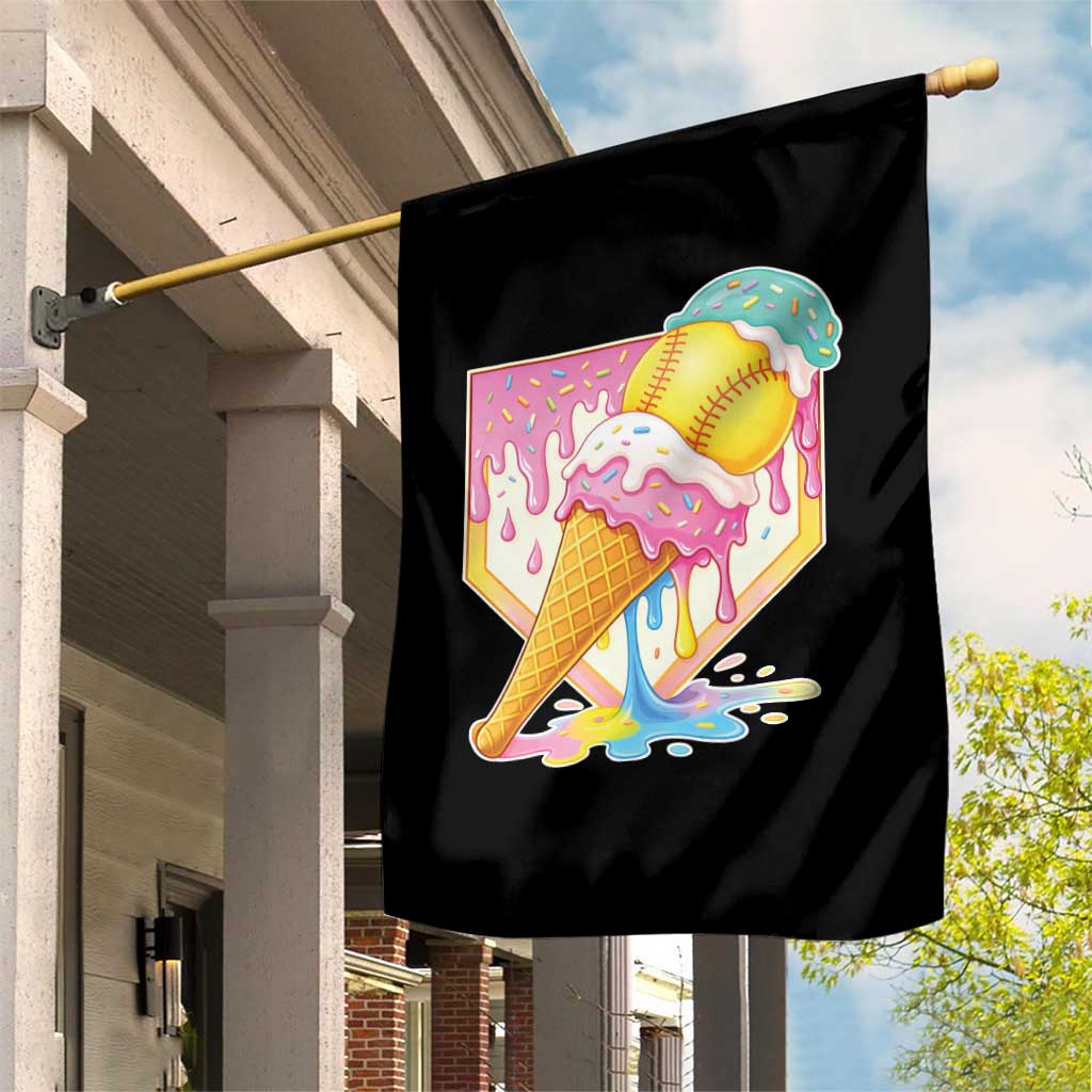 Softball Drip Garden Flag Cute Softball Girls Ice Cream Drip Game Day TS10 Print Your Wear