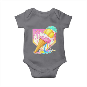 Softball Drip Baby Onesie Cute Softball Girls Ice Cream Drip Game Day TS10 Charcoal Print Your Wear