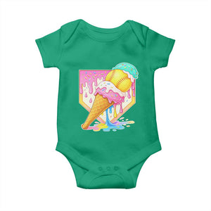 Softball Drip Baby Onesie Cute Softball Girls Ice Cream Drip Game Day TS10 Irish Green Print Your Wear