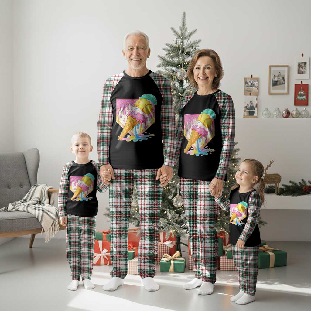 Softball Drip Plaid Pajama Set Cute Softball Girls Ice Cream Drip Game Day TS10 Christmas Plaid Print Your Wear