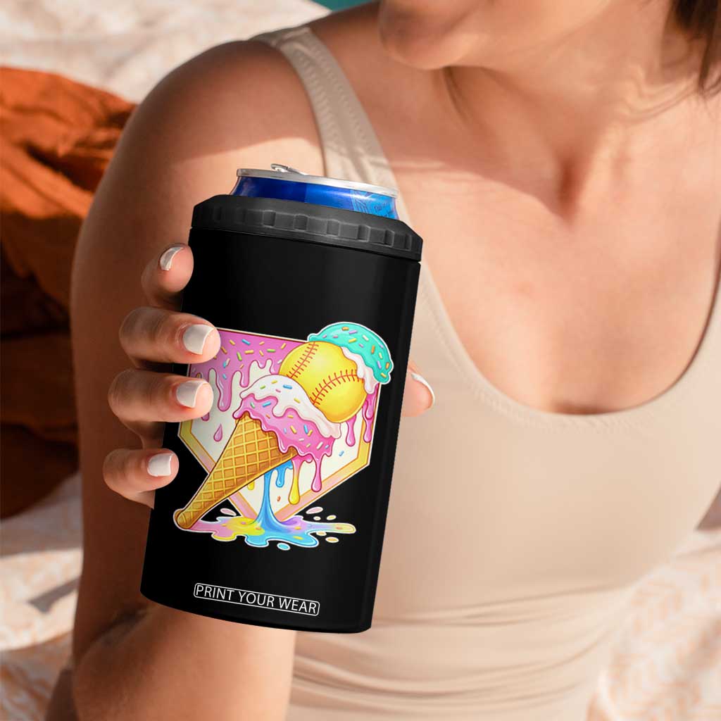 Softball Drip 4 in 1 Can Cooler Tumbler Cute Softball Girls Ice Cream Drip Game Day TS10 Print Your Wear
