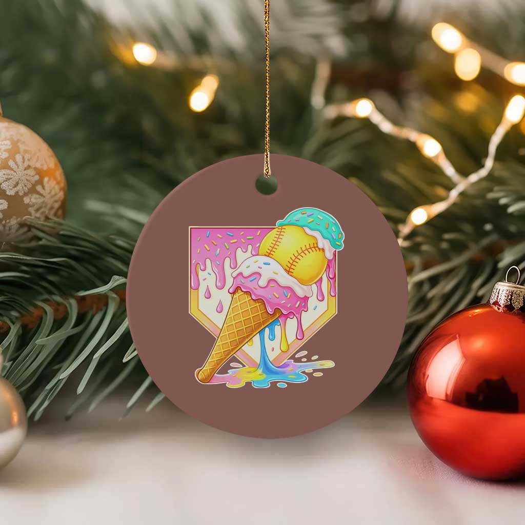 Softball Drip Ceramic Ornament Cute Softball Girls Ice Cream Drip Game Day TS10 1pc Mocha Print Your Wear