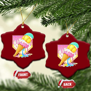 Softball Drip Ceramic Ornament Cute Softball Girls Ice Cream Drip Game Day TS10 Print Your Wear