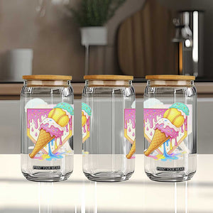 Softball Drip Glass Can Cute Softball Girls Ice Cream Drip Game Day TS10 Print Your Wear