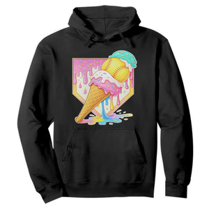 Softball Drip Hoodie Cute Softball Girls Ice Cream Drip Game Day TS10 Black Print Your Wear