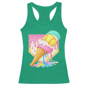 Softball Drip Racerback Tank Top Cute Softball Girls Ice Cream Drip Game Day TS10 Irish Green Print Your Wear