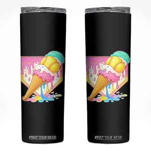 Softball Drip Skinny Tumbler Cute Softball Girls Ice Cream Drip Game Day TS10 Black Print Your Wear