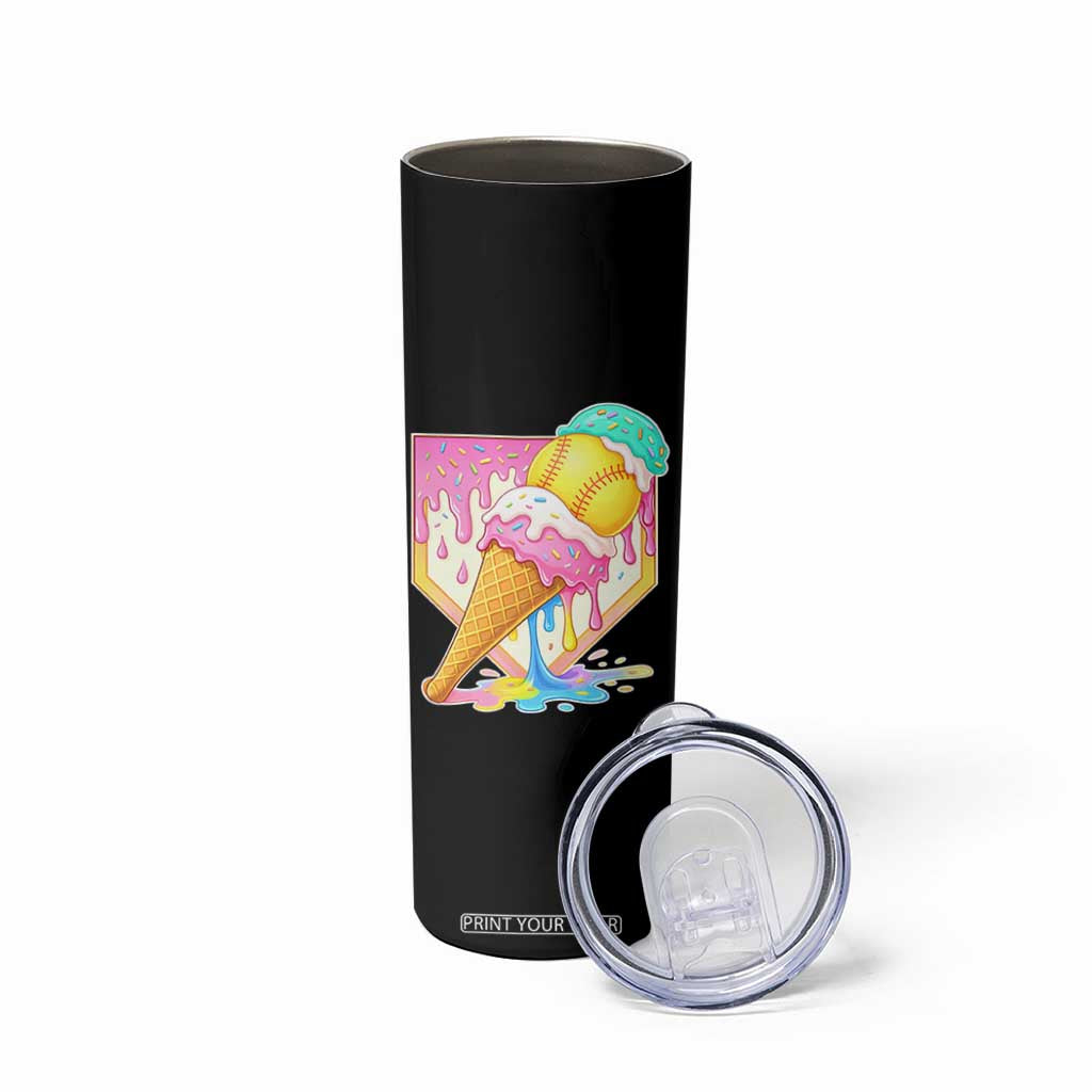 Softball Drip Skinny Tumbler Cute Softball Girls Ice Cream Drip Game Day TS10 Print Your Wear