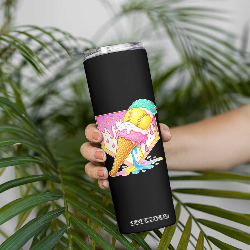 Softball Drip Skinny Tumbler Cute Softball Girls Ice Cream Drip Game Day TS10 Print Your Wear