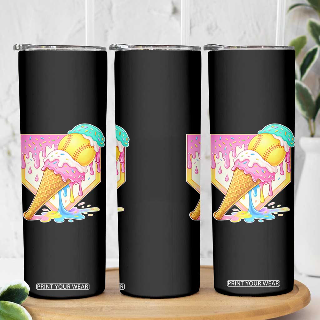 Softball Drip Skinny Tumbler Cute Softball Girls Ice Cream Drip Game Day TS10 Print Your Wear