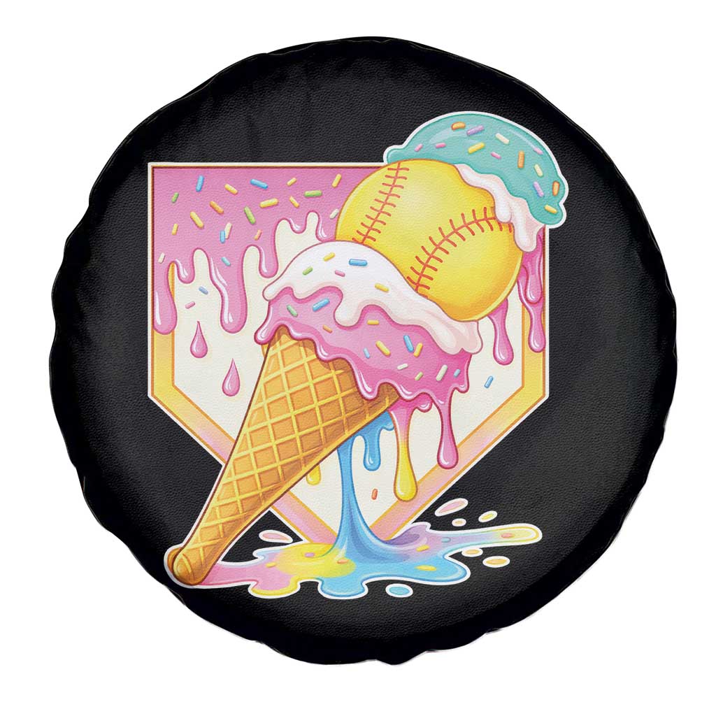 Softball Drip Spare Tire Cover Cute Softball Girls Ice Cream Drip Game Day TS10 Print Your Wear