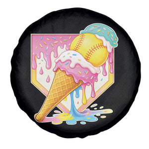 Softball Drip Spare Tire Cover Cute Softball Girls Ice Cream Drip Game Day TS10 Print Your Wear