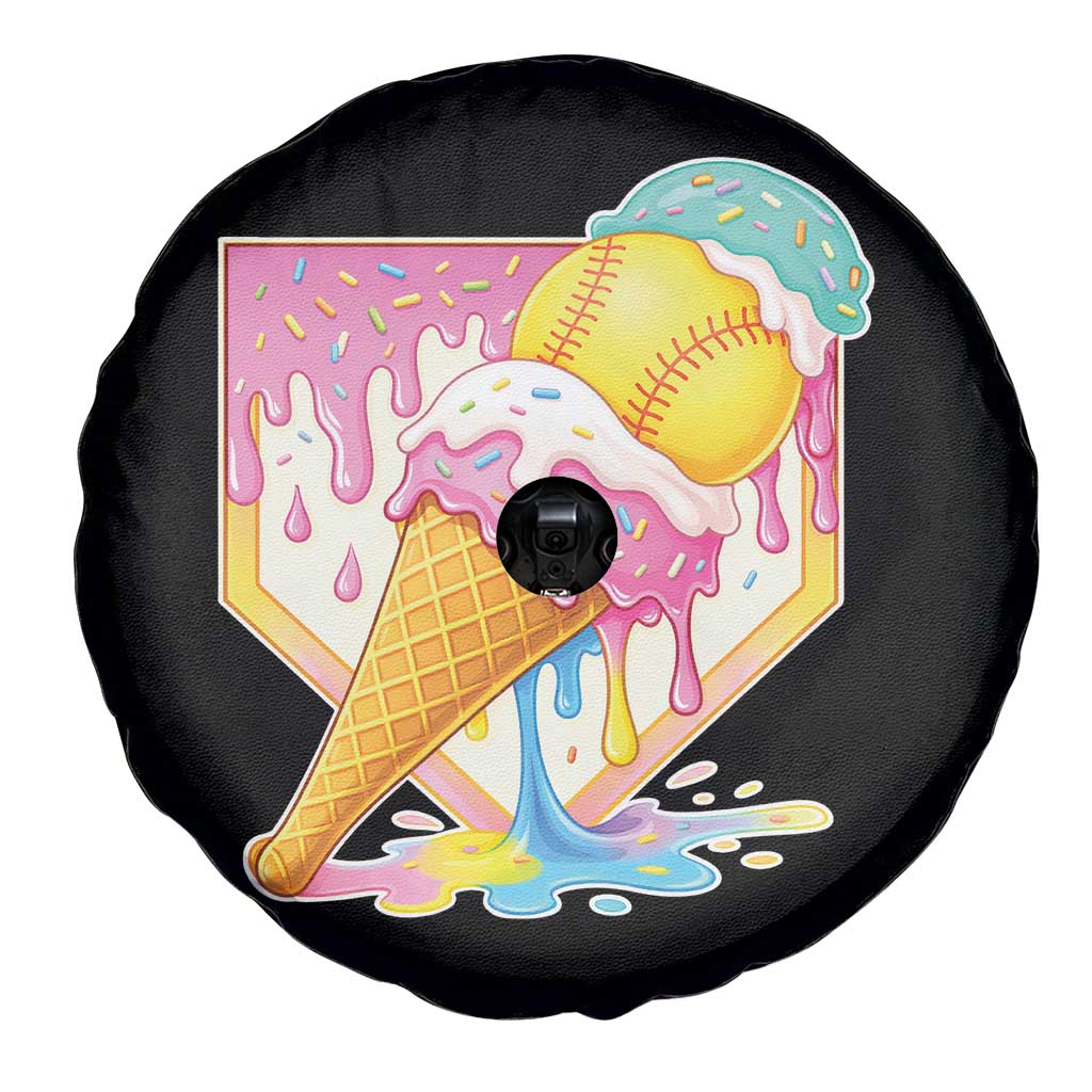 Softball Drip Spare Tire Cover Cute Softball Girls Ice Cream Drip Game Day TS10 Print Your Wear