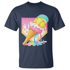 Softball Drip T Shirt Cute Softball Girls Ice Cream Drip Game Day TS10 Navy Print Your Wear