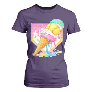 Softball Drip T Shirt For Women Cute Softball Girls Ice Cream Drip Game Day TS10 Purple Print Your Wear
