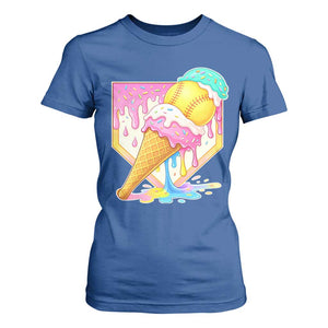 Softball Drip T Shirt For Women Cute Softball Girls Ice Cream Drip Game Day TS10 Royal Blue Print Your Wear
