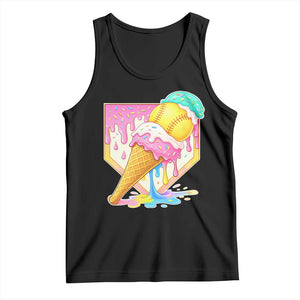 Softball Drip Tank Top Cute Softball Girls Ice Cream Drip Game Day TS10 Black Print Your Wear
