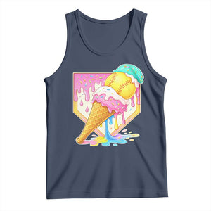 Softball Drip Tank Top Cute Softball Girls Ice Cream Drip Game Day TS10 Navy Print Your Wear