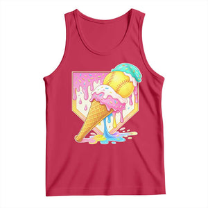 Softball Drip Tank Top Cute Softball Girls Ice Cream Drip Game Day TS10 Red Print Your Wear