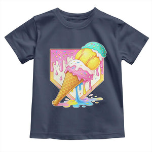 Softball Drip Toddler T Shirt Cute Softball Girls Ice Cream Drip Game Day TS10 Navy Print Your Wear