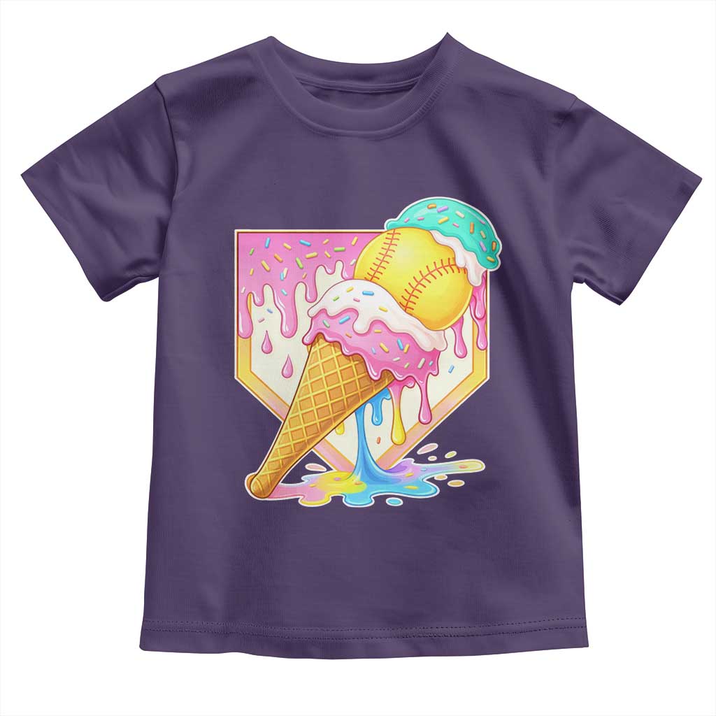 Softball Drip Toddler T Shirt Cute Softball Girls Ice Cream Drip Game Day TS10 Purple Print Your Wear