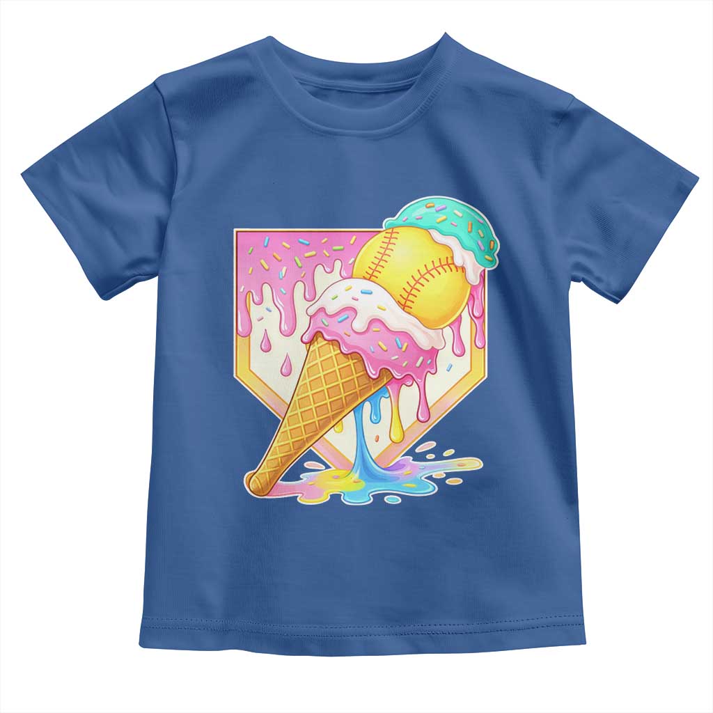 Softball Drip Toddler T Shirt Cute Softball Girls Ice Cream Drip Game Day TS10 Royal Blue Print Your Wear