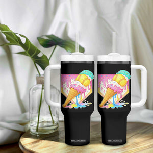 Softball Drip Tumbler With Handle Cute Softball Girls Ice Cream Drip Game Day TS10 Print Your Wear