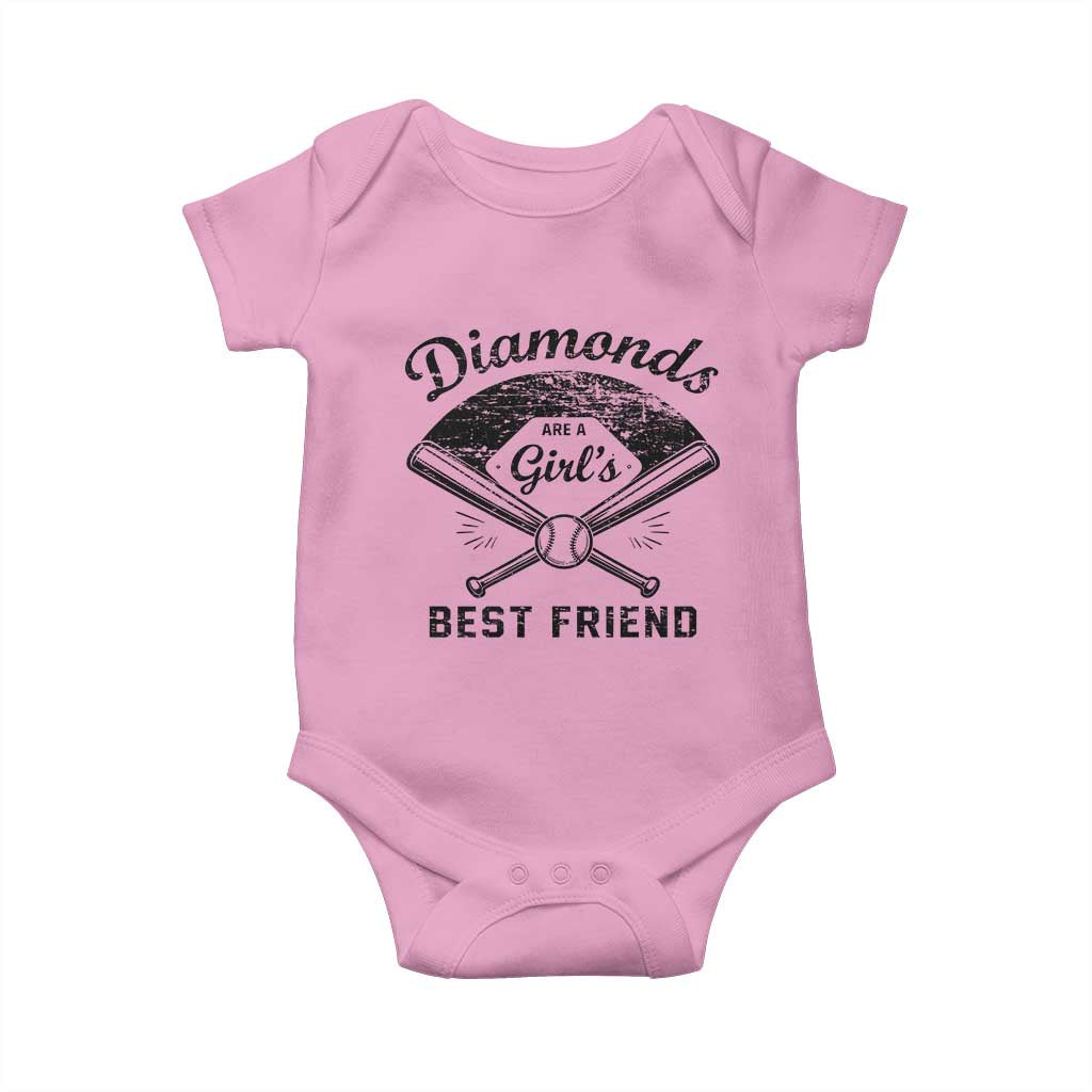 Softball Mom Gift Baby Onesie Diamonds Are A Girls Best Friend TS10 Light Pink Print Your Wear
