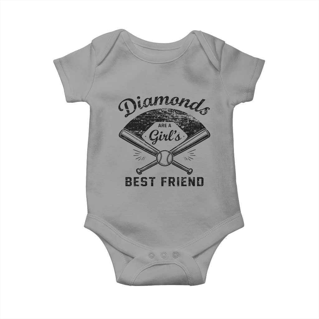 Softball Mom Gift Baby Onesie Diamonds Are A Girls Best Friend TS10 Sport Gray Print Your Wear