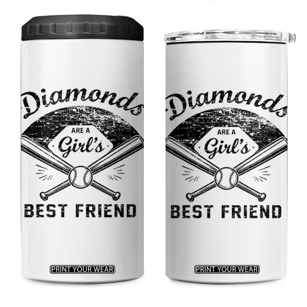 Softball Mom Gift 4 in 1 Can Cooler Tumbler Diamonds Are A Girls Best Friend TS10 One Size: 16 oz White Print Your Wear