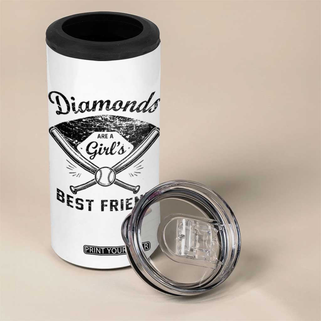 Softball Mom Gift 4 in 1 Can Cooler Tumbler Diamonds Are A Girls Best Friend TS10 Print Your Wear
