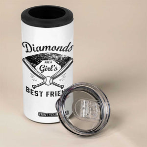 Softball Mom Gift 4 in 1 Can Cooler Tumbler Diamonds Are A Girls Best Friend TS10 Print Your Wear