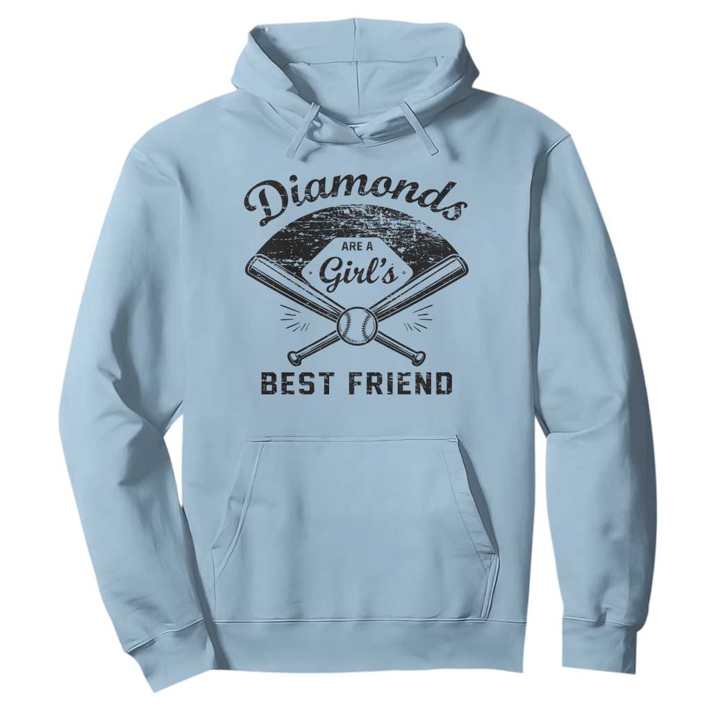 Softball Mom Gift Hoodie Diamonds Are A Girls Best Friend TS10 Light Blue Print Your Wear