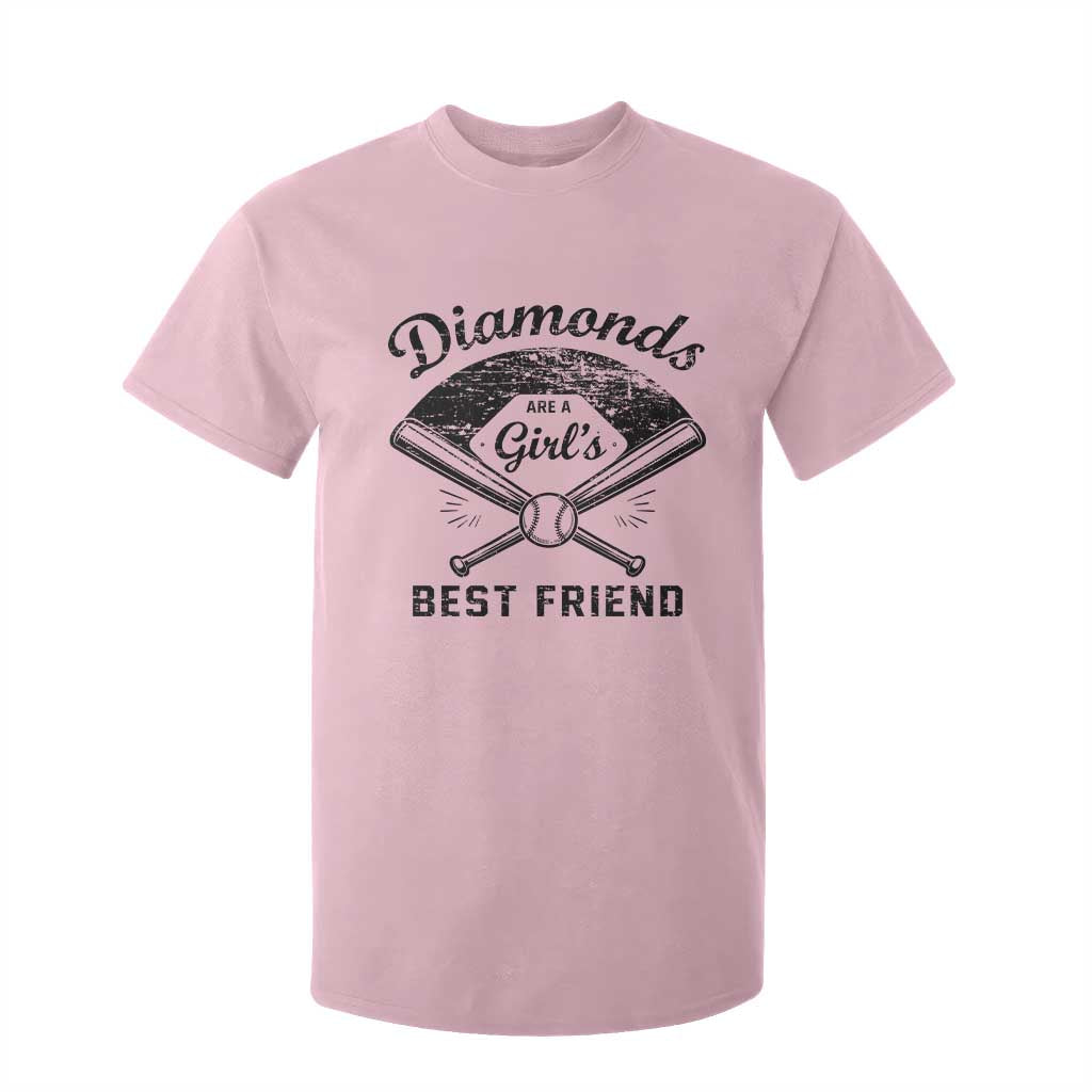 Softball Mom Gift T Shirt For Kid Diamonds Are A Girls Best Friend TS10 Light Pink Print Your Wear