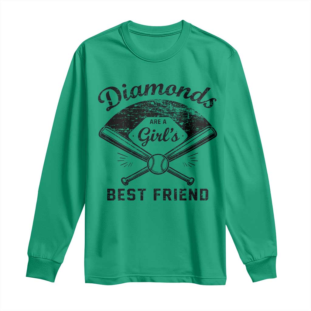 Softball Mom Gift Long Sleeve Shirt Diamonds Are A Girls Best Friend TS10 Irish Green Print Your Wear