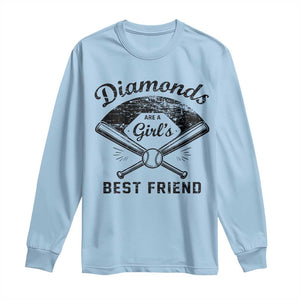 Softball Mom Gift Long Sleeve Shirt Diamonds Are A Girls Best Friend TS10 Light Blue Print Your Wear