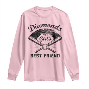 Softball Mom Gift Long Sleeve Shirt Diamonds Are A Girls Best Friend TS10 Light Pink Print Your Wear