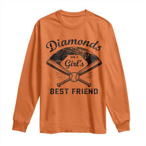 Softball Mom Gift Long Sleeve Shirt Diamonds Are A Girls Best Friend TS10 Orange Print Your Wear