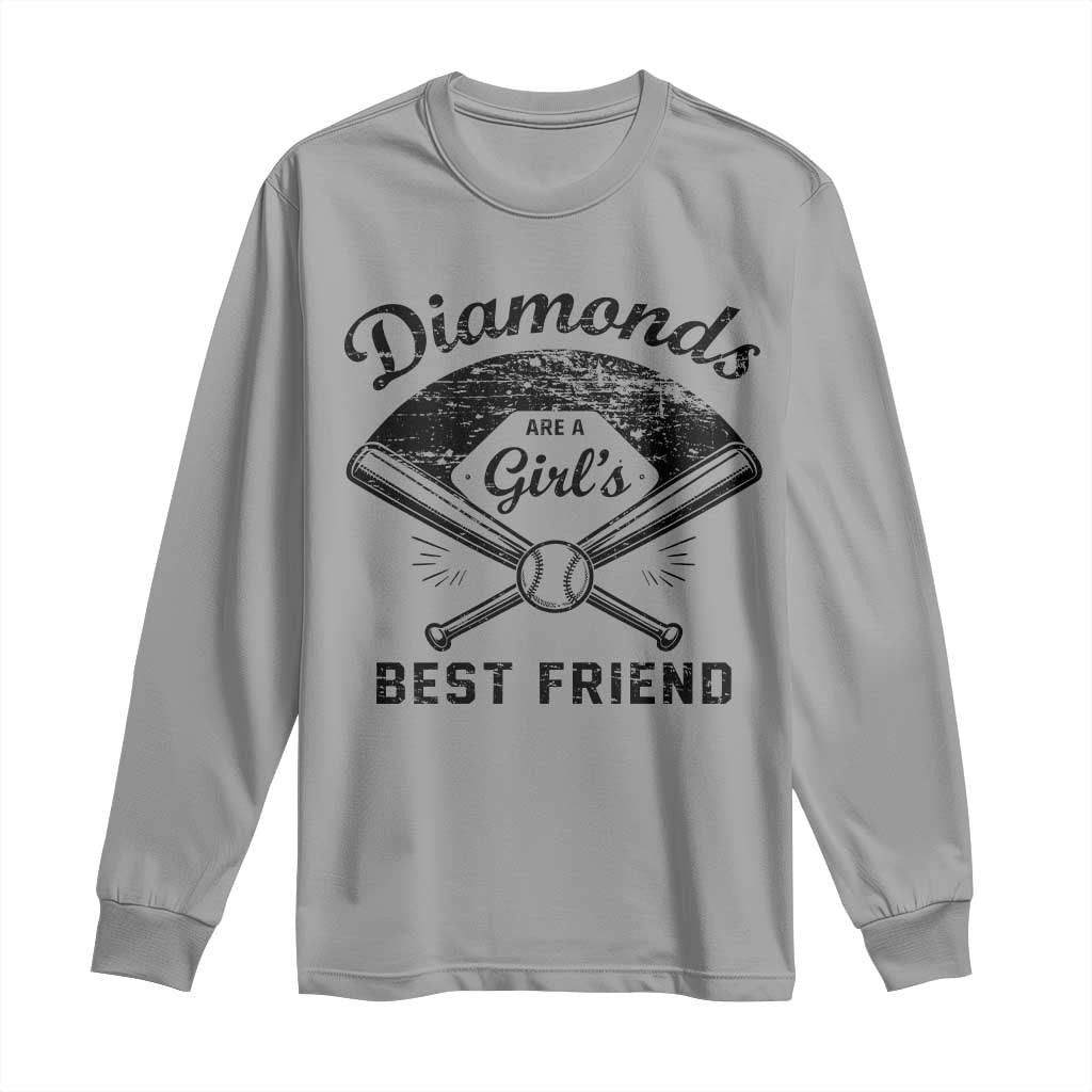 Softball Mom Gift Long Sleeve Shirt Diamonds Are A Girls Best Friend TS10 Sport Gray Print Your Wear
