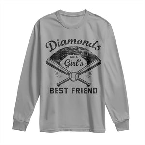 Softball Mom Gift Long Sleeve Shirt Diamonds Are A Girls Best Friend TS10 Sport Gray Print Your Wear